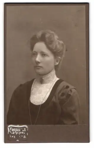 Fotografie unbekannter Fotograf und Ort, Porträt einer Dame mit hochgestecktem Haar