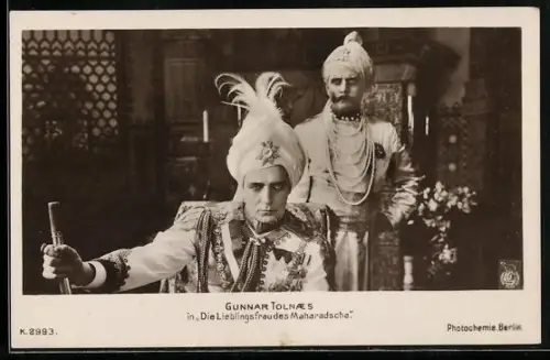 AK Filmszene aus Die Lieblingsfrau des Maharadscha mit Gunnar Tolnaes