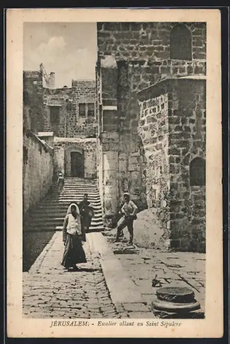 AK Jérusalem, Escalier allant au Saint Sépulcre