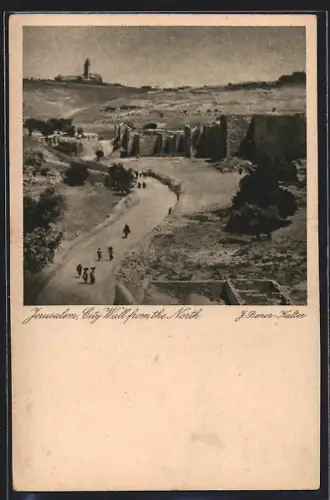 AK Jerusalem, City Wall from the North