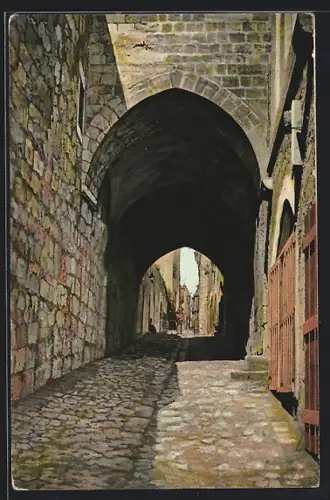 AK Jerusalem, Strassenpartie mit Laterne