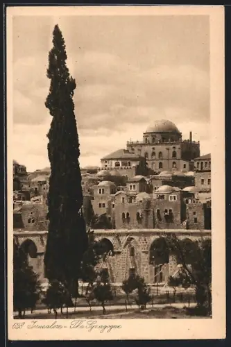 AK Jerusalem, Teilansicht mit Synagoge
