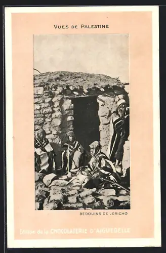 AK Jéricho, Beduinen in Tracht vor Hütte