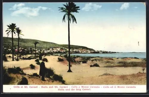 AK Haifa, Panorama mit dem Berg Carmel