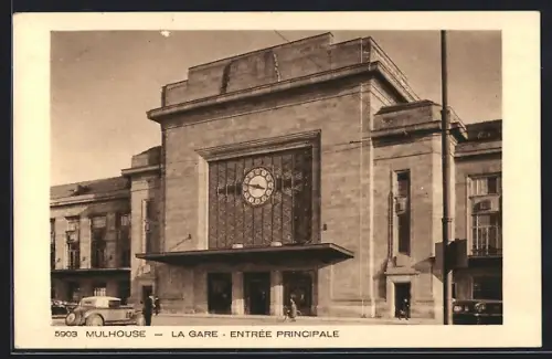 AK Mulhouse, La Gare, Entrée Principale, Bahnhof