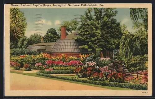 AK Philadelphia, PA, Flower Bed and Reptile House, Zoological Gardens