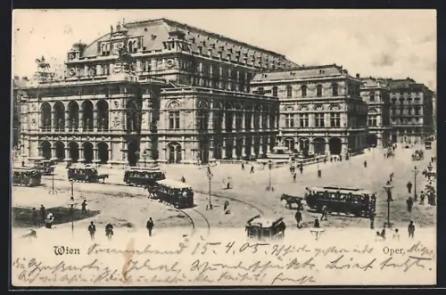 AK Wien, Pferdebahn vor der Oper
