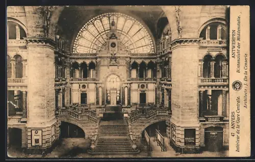 AK Anvers, Intérieur de la Gare Centrale