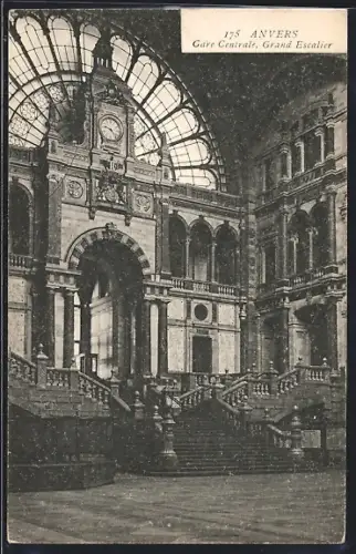 AK Anvers, Gare Centrale, Grand Escalier