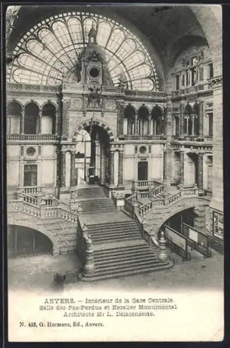 AK Anvers, Intérieur de la Gare Centrale