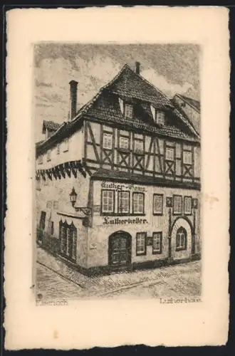 Künstler-AK Eisenach, Lutherhaus mit Gasthaus Lutherkeller