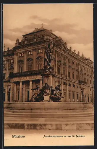 AK Würzburg, Frankoniabrunnen an der K. Residenz