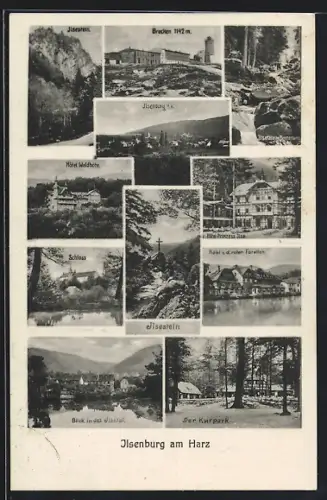 AK Ilsenburg am Harz, Hotel z. d. roten Forellen, Kurpark, Schloss