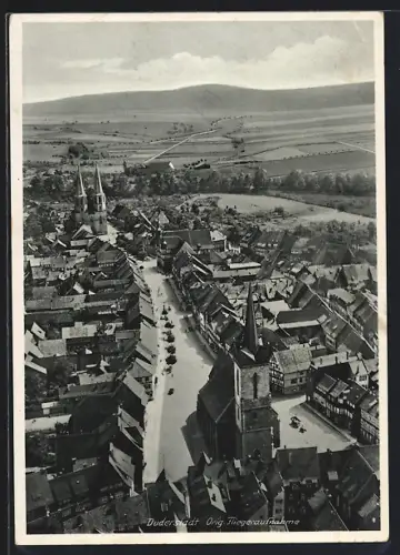 AK Duderstadt, Teilansicht mit Kirchenplatz vom Flugzeug aus