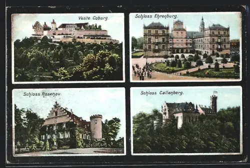 AK Coburg, Schloss Rosenau, Veste, Schlösser Ehrenburg u. Callenberg