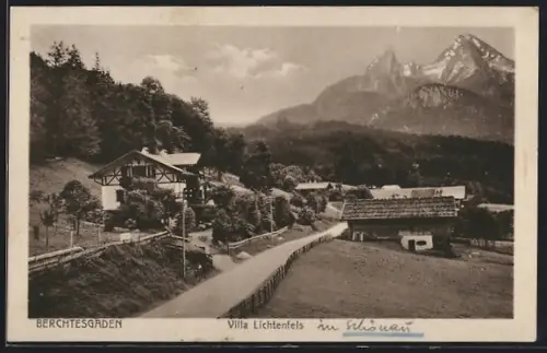 AK Berchtesgaden, Hotel Villa Lichtenfels, Blick zum Watzmann