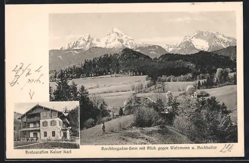 AK Berchtesgaden-Gern, Gasthaus Kaiser Karl, Totalansicht