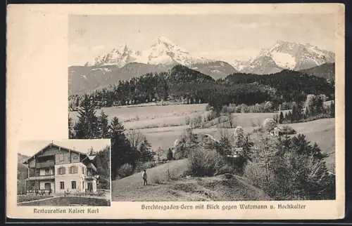 AK Berchtesgaden-Gern, Gasthaus Kaiser Karl, Totalansicht