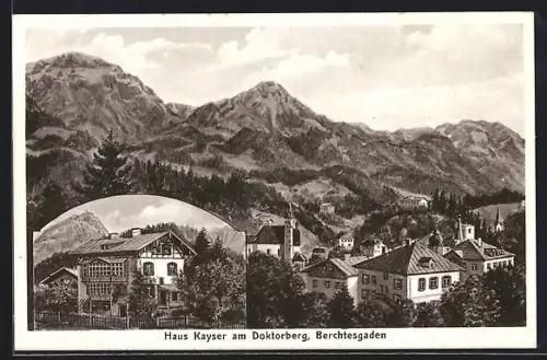 AK Berchtesgaden, Hotel Haus Kayser am Doktorberg, Bergkulisse