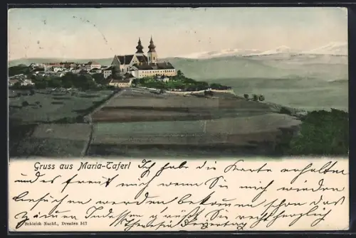 AK Maria-Taferl, Wallfahrtskirche Maria-Taferl vom Berghang aus