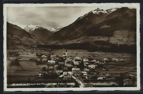 AK Mittersill i. Pinzgau, Ortspanorama mit Pihapper und Felber-Tauern