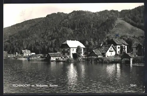 AK Techendorf am Weissensee, Ortsansicht vom Wasser aus