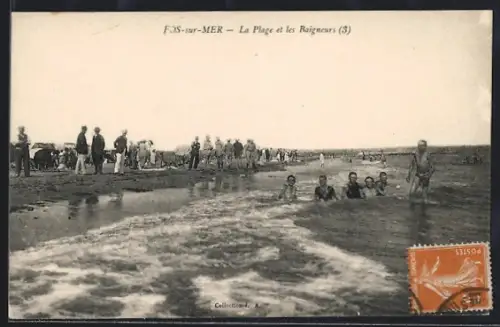 AK Fos-sur-Mer, La Plage et les Baigneurs