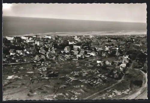 AK Wangerooge, Luftaufnahme der Insel und Ortschaft