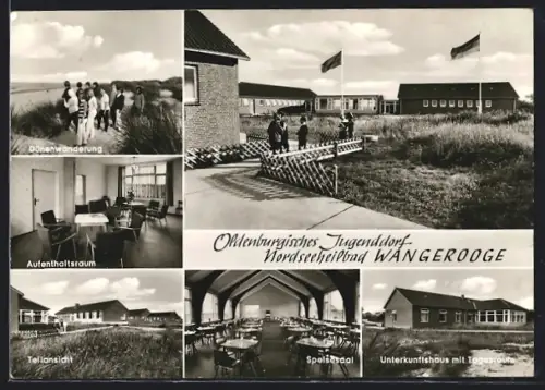 AK Wangerooge, Oldenburgisches Jugenddorf, Speisesaal, Unterkunftshaus, Dünenwanderung
