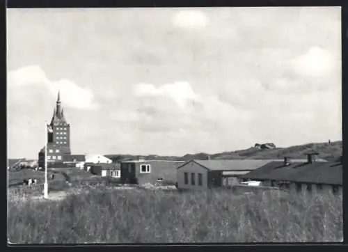 AK Wangerooge, Inselheim Rüstringen und Blick zum Turm