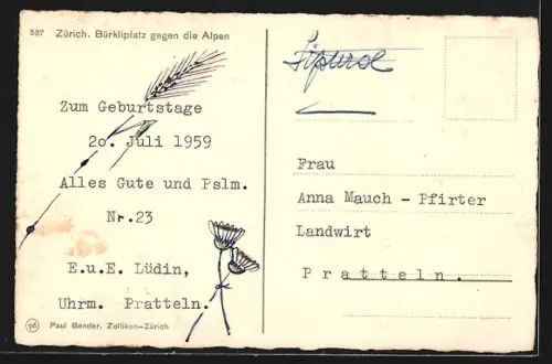 AK Zürich, Strassenbahn auf dem Bürkliplatz