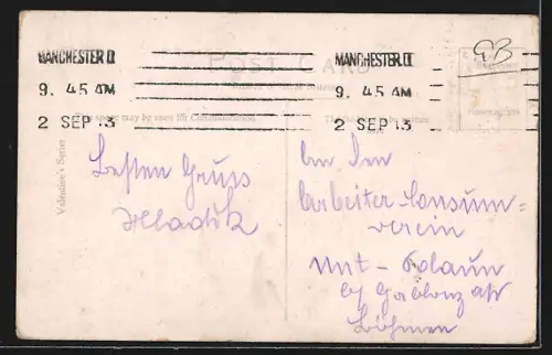 AK Manchester, Albert Square, Strassenbahn