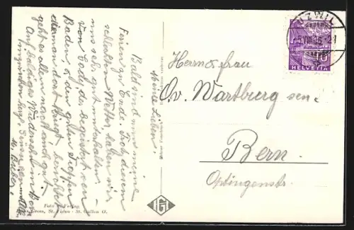 AK Sankt Gallen, Bahnhof und Postgebäude, Strassenbahn