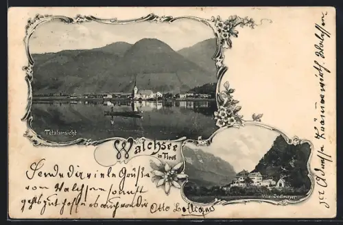 AK Walchsee in Tirol, Villa Sedlmayer, Totalansicht vom Wasser aus