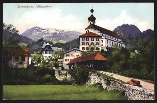 AK Tschagguns, Ortsansicht mit Montafon