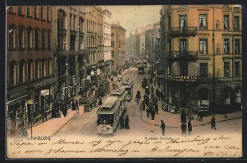AK Hamburg, Strassenbahn auf dem Grossen Burstah
