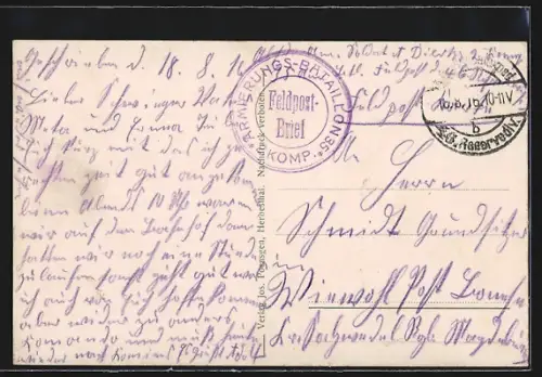 AK Herbesthal, Strassenbahn auf der Brücke über die Bahnstrecke