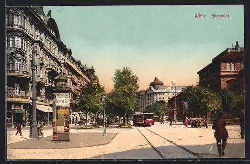 AK Wien, Strassenbahn auf dem Stubenring