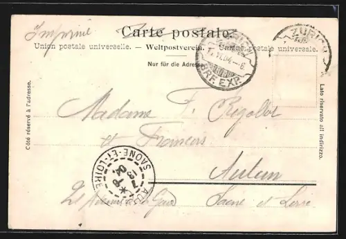 AK Zürich, Bahnhofplatz und Polytechnikum-Universität, Strassenbahn