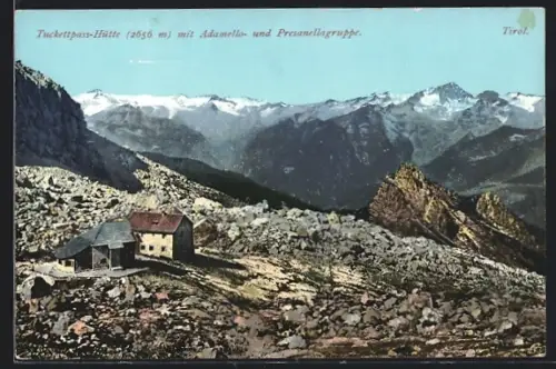 AK Tuckettpass-Hütte, Panorama mit Adamello- und Presanellagruppe