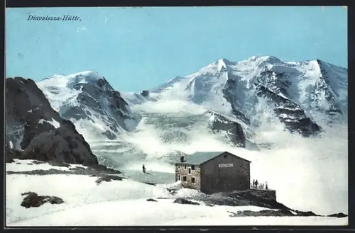 AK Diavolezzahütte, Winteridyll im Gebirge