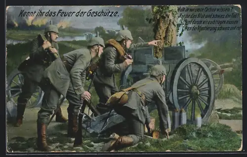 AK Kennt ihr das Feuer der Geschütze, Wollt ihr nun uns`re Farben wissen?..., Artilleriestellung