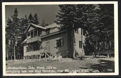 AK Hochkogelhaus, Hohe Wand, Pächter Karl Bernhofer