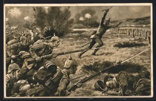 AK Soldaten der Infanterie, Sturmangriff mit Bajonett