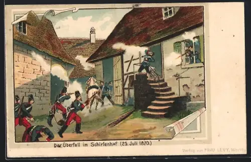 Künstler-AK Der Überfall im Schirlenhof 1870