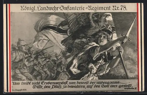 AK Königl. Landwehr-Infanterie-Regiment Nr. 78, Infanterie-Sturm mit Germania