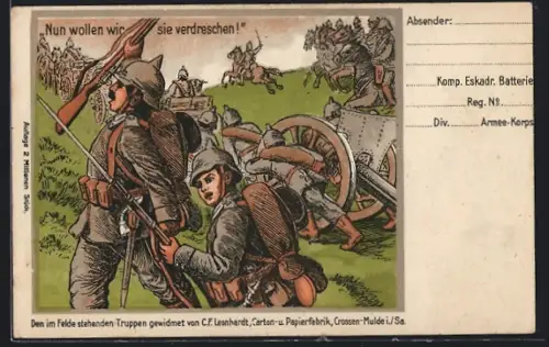 AK Deutsche greifen an, Nun wollen wir sie verdreschen, Schlacht im 1. Weltkrieg