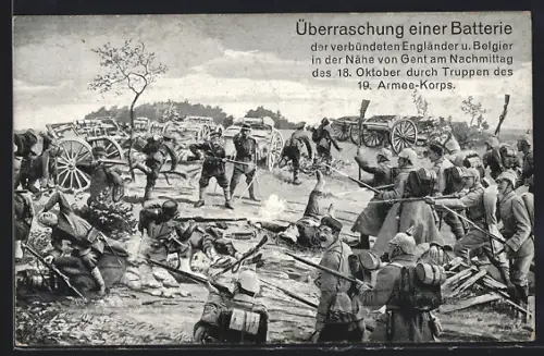 AK Überraschung einer Batterie in der Nähe von Gent