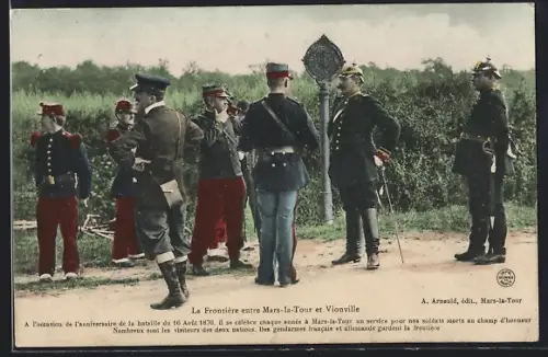 AK Vionville, La Frontiére entre Mars-la-Tour, Grenze