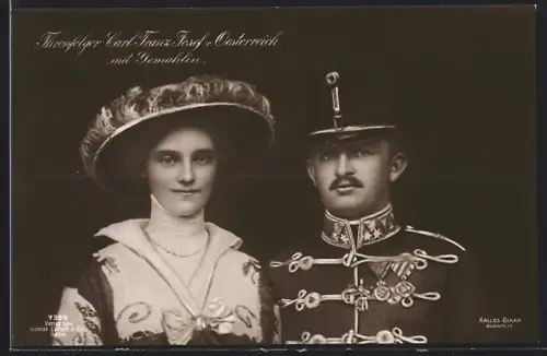 AK Carl Franz Josef von Österreich mit Gemahlin
